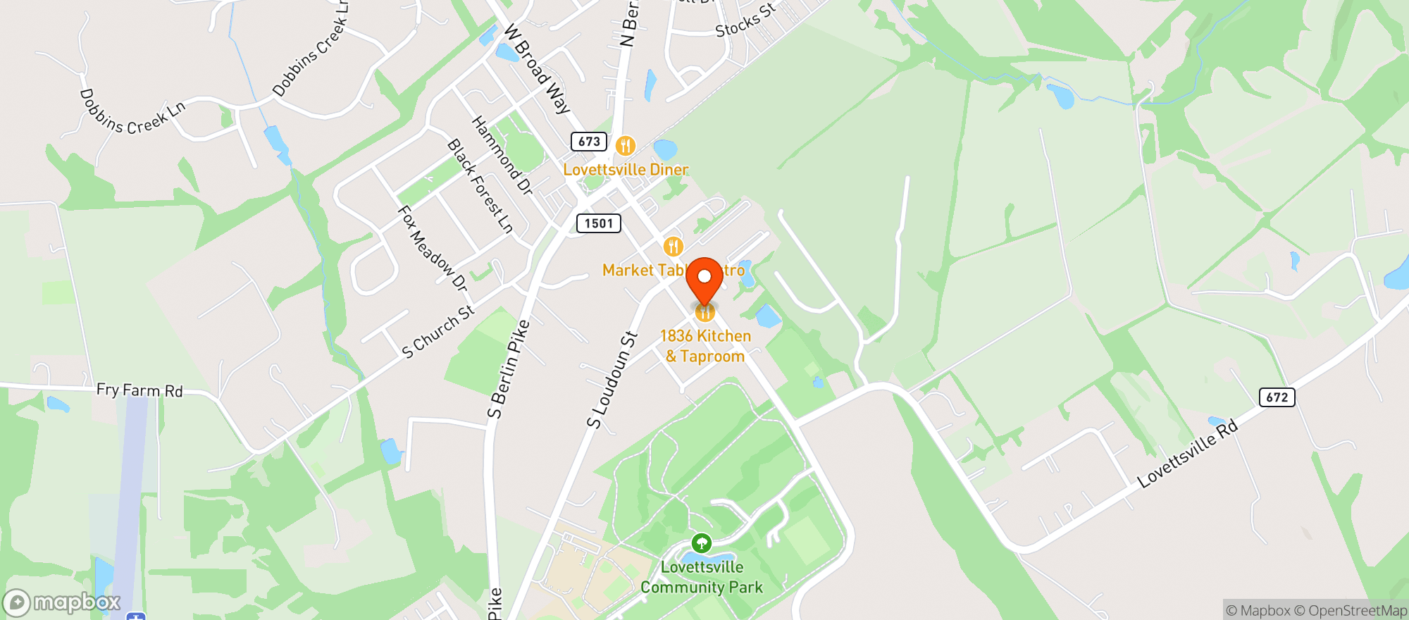 Map showing 1836 Kitchen & Taproom