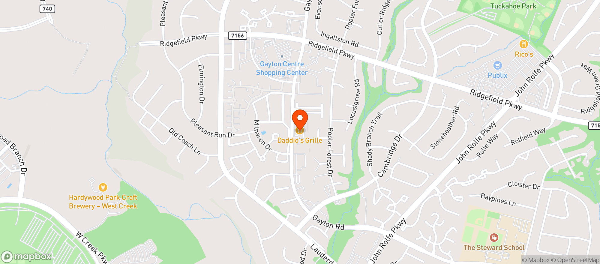 Map showing Daddios Grille
