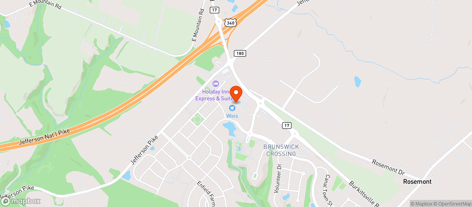 Map showing Weis Markets