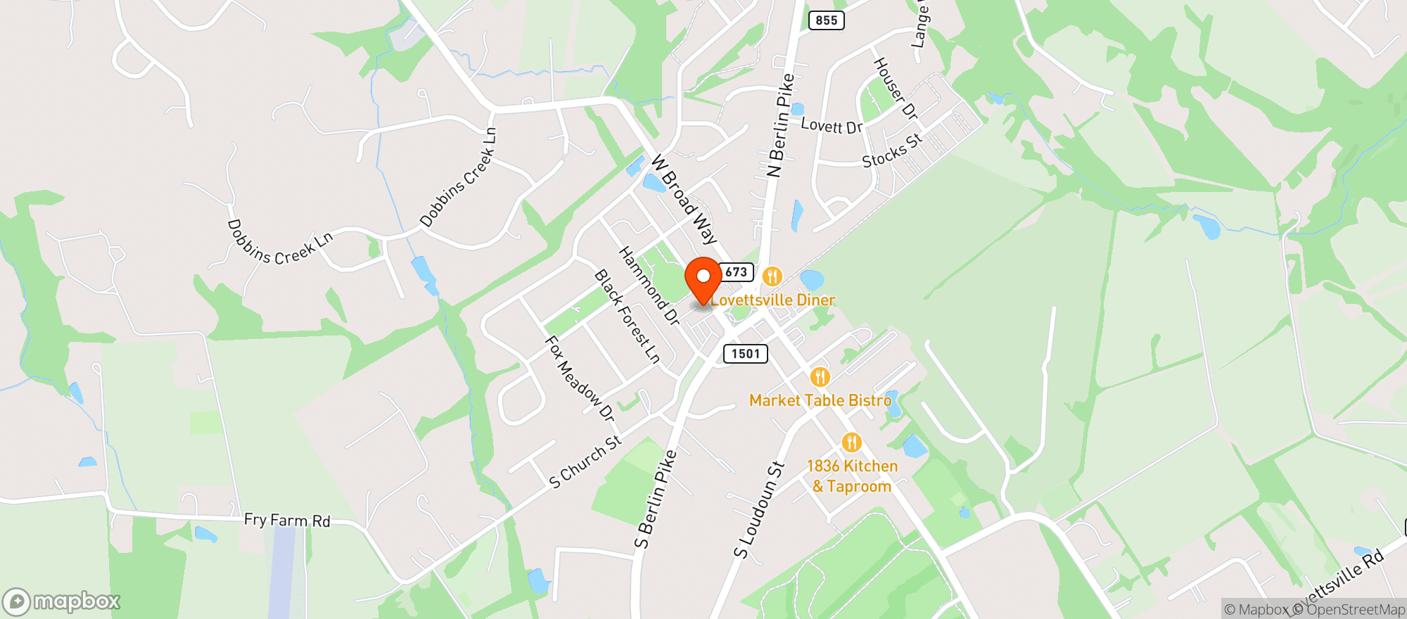 Map showing Lovettsville Co-Op Market