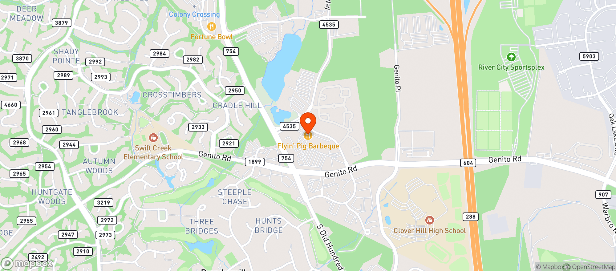 Map showing The Flying Pig