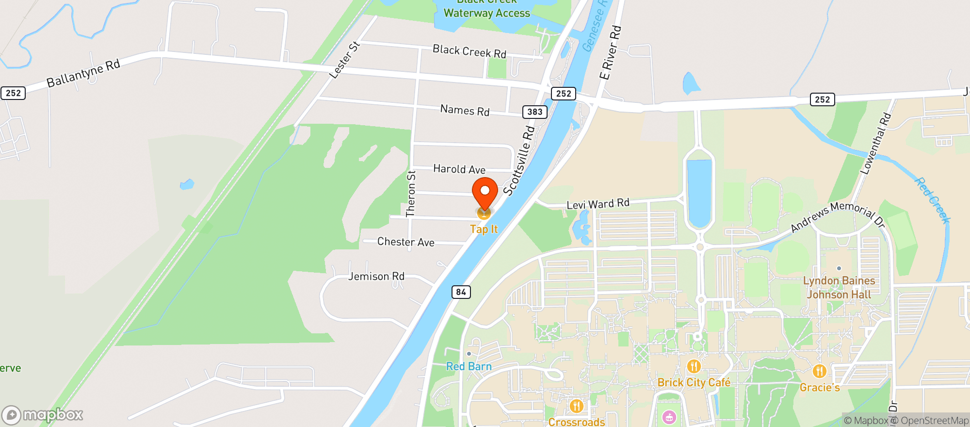 Map showing The Tap It Bar And Grill
