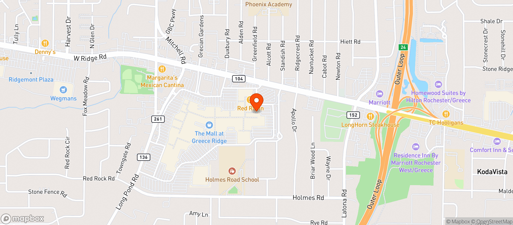 Map showing Btb Wood Fired Pizza Bar & Grill