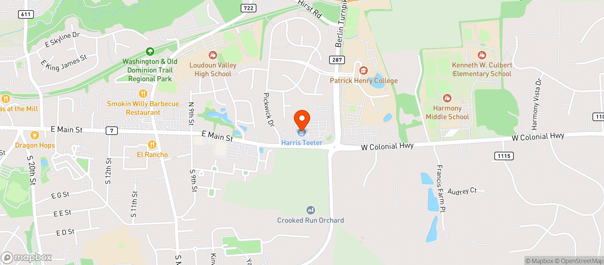 Map showing Harris Teeter
