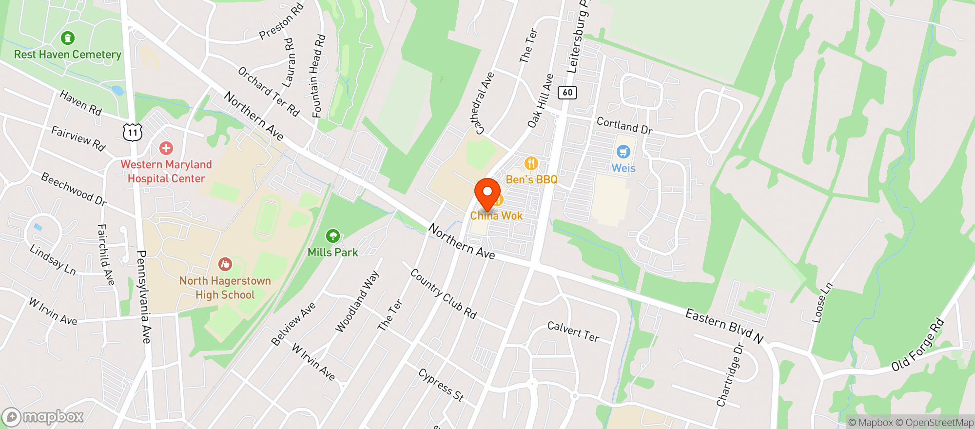 Map showing Longmeadow Wine and Liquors