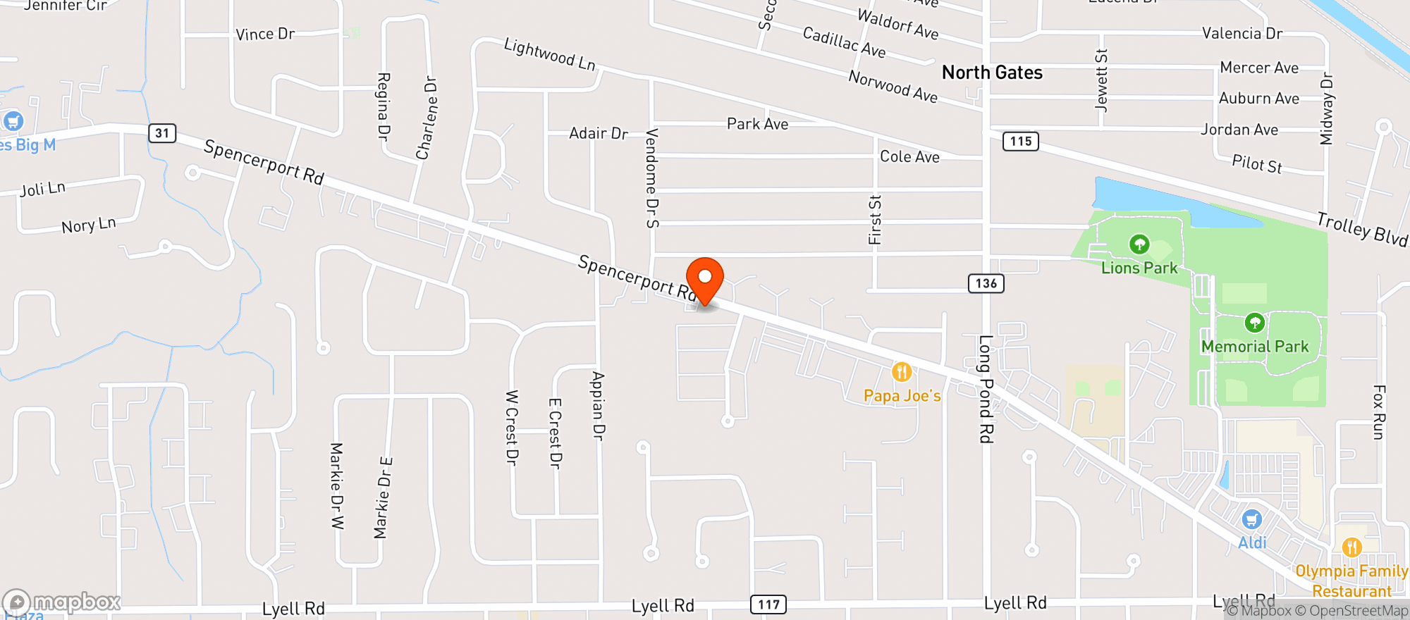 Map showing Gates Liquor Store