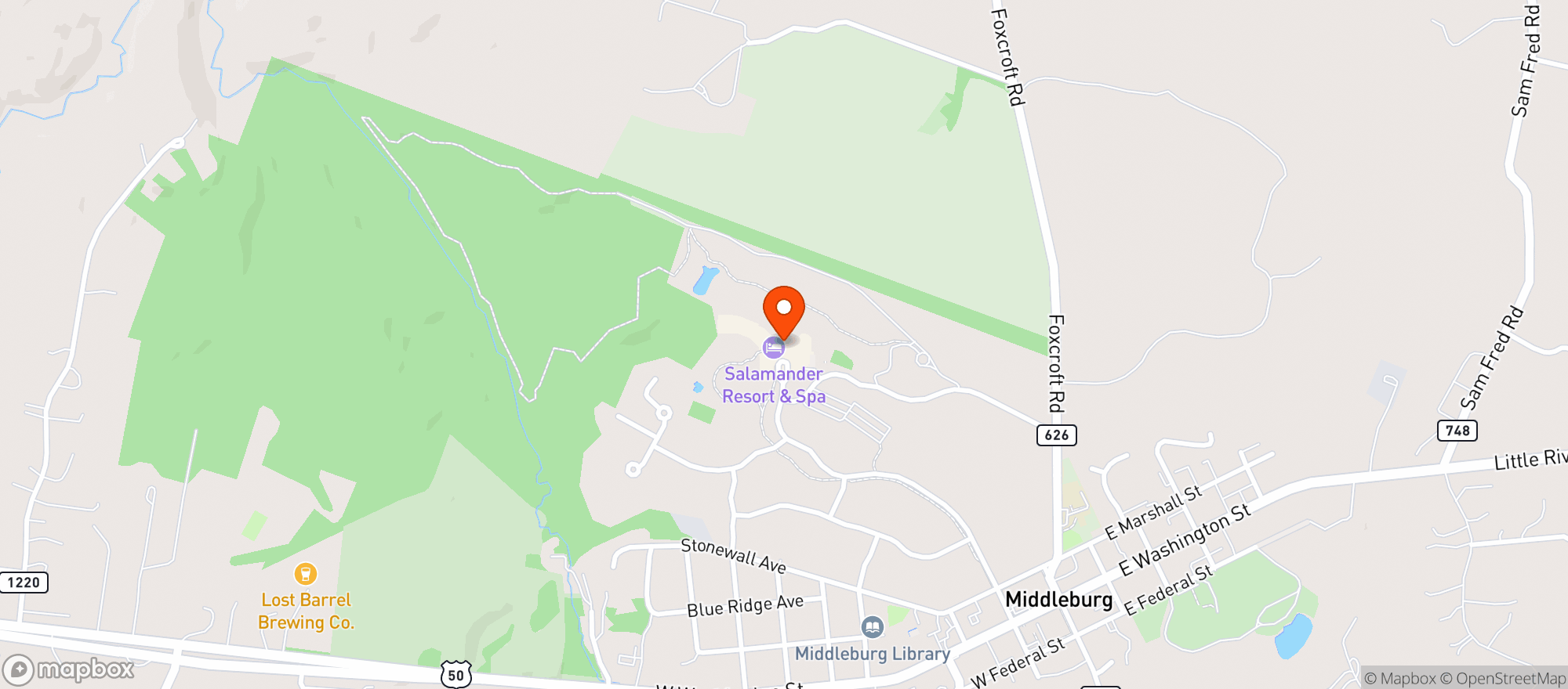Map showing Salamander Resort