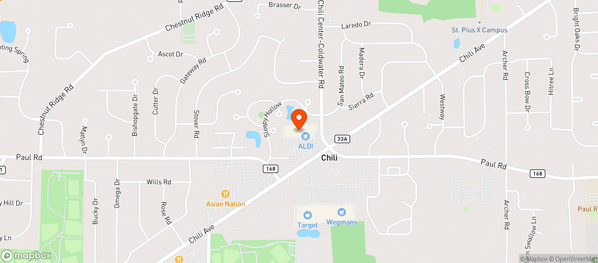 Map showing Aldi #68