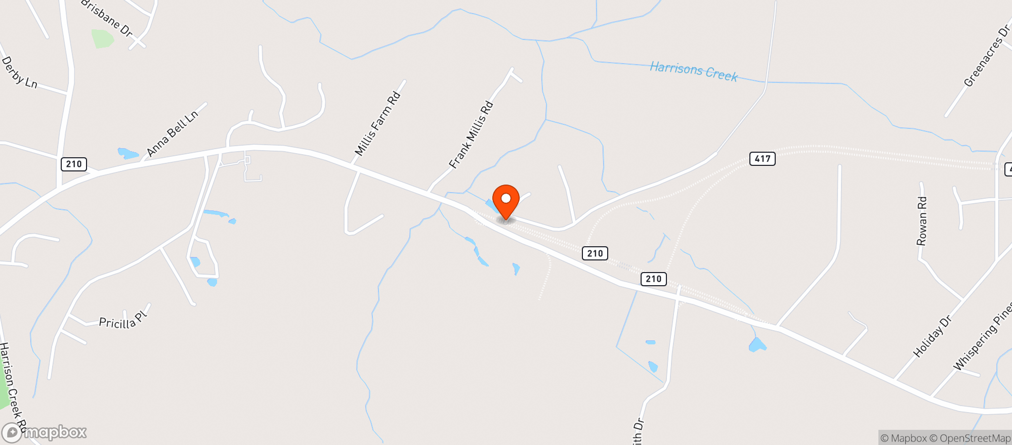 Map showing HANDY MART (SURF CITY - 2700 NC-210)