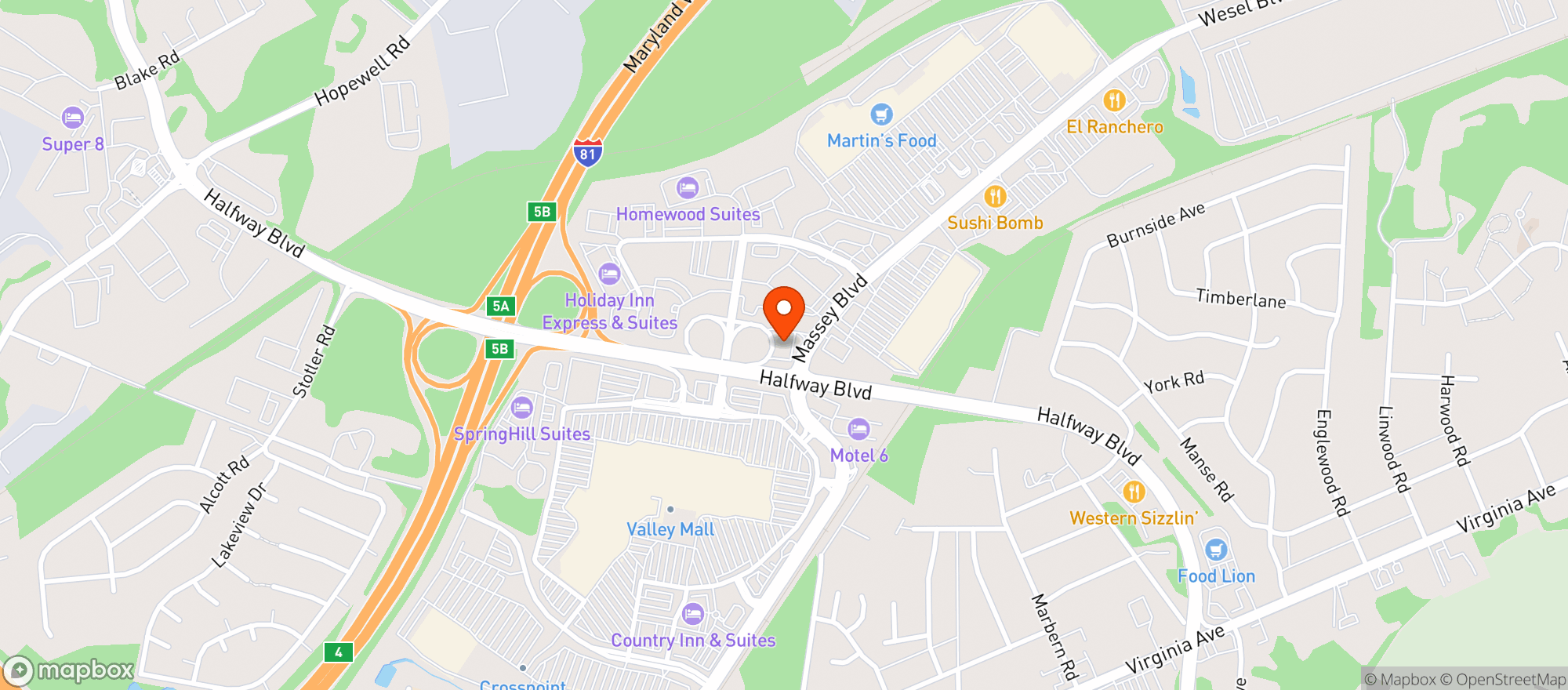 Map showing Vitamin Shoppe - Hagerstown