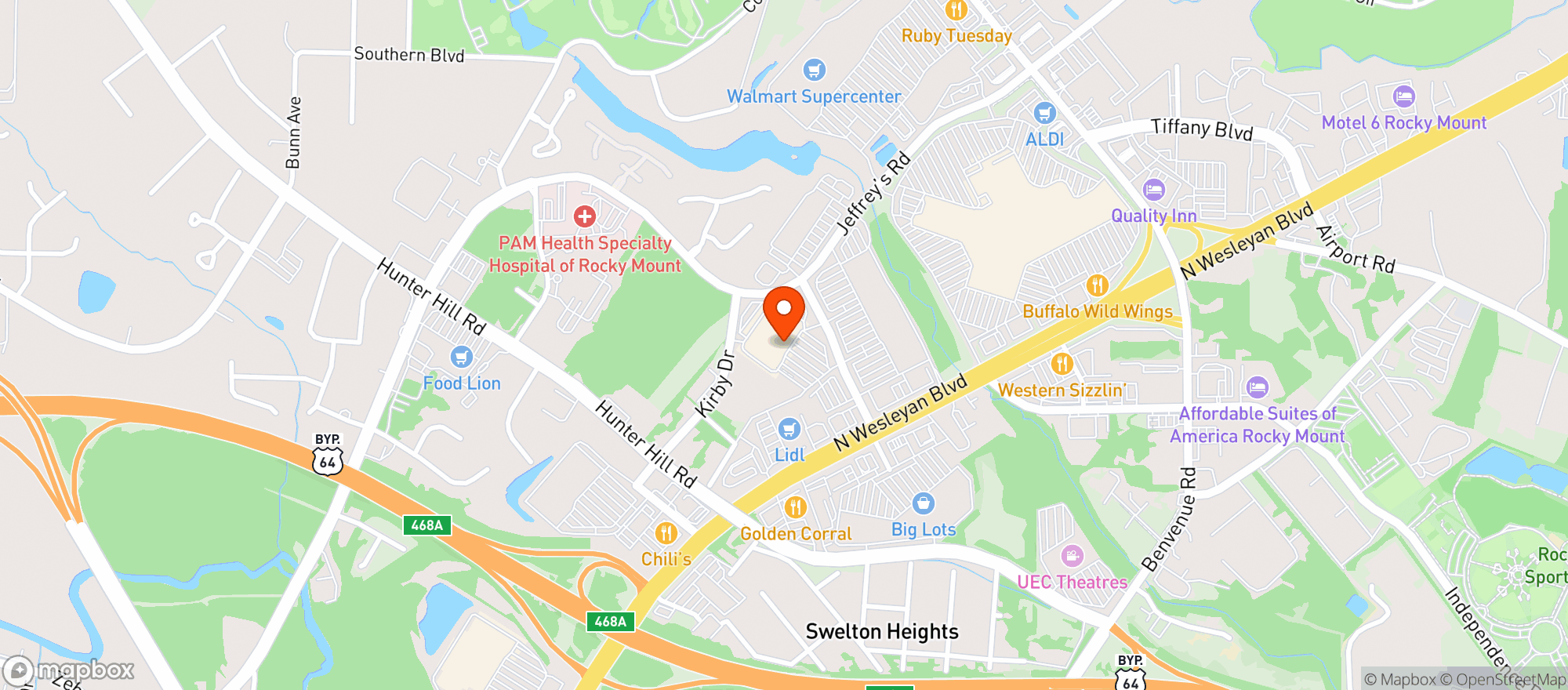 Map showing Target - Rocky Mount