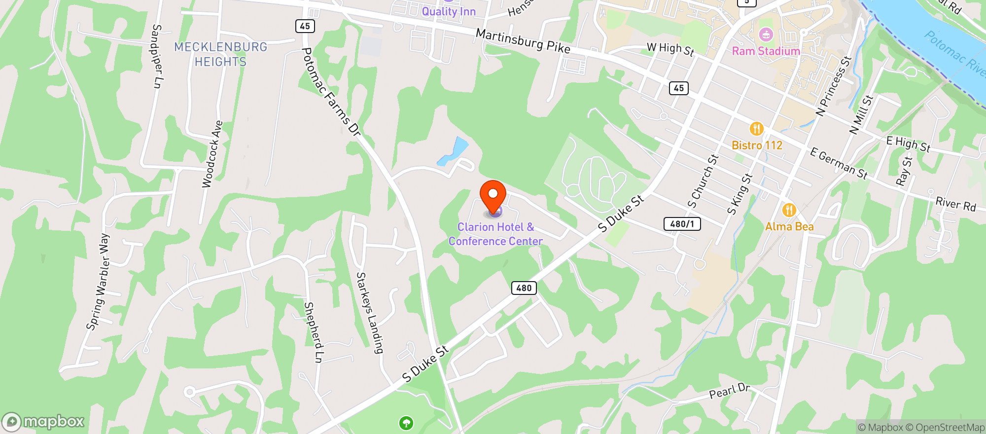 Map showing Rumsey Tavern