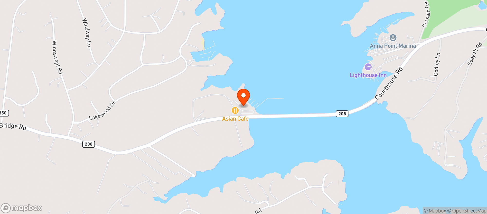Map showing Lake Anna Taphouse