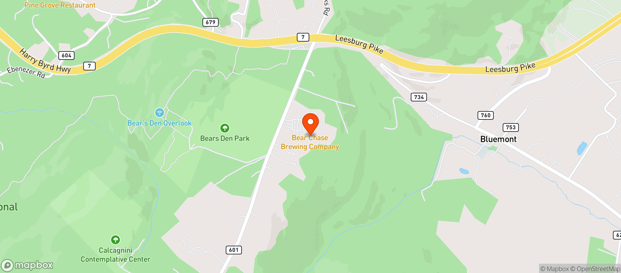 Map showing Bear Chase Brewing Company