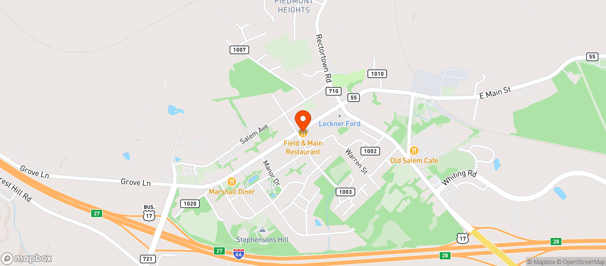 Map showing Field & Main