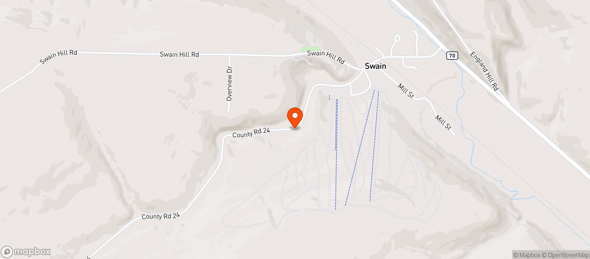 Map showing Swain Ski & Snowboard Center