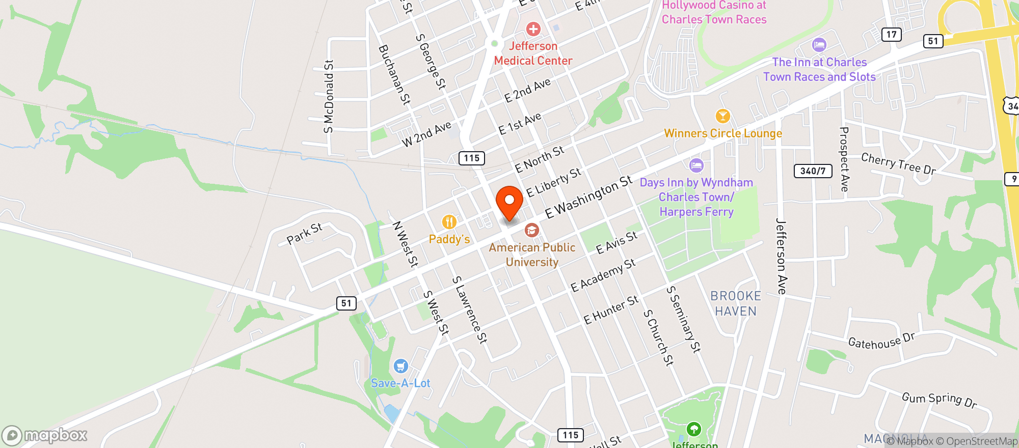 Map showing Bushel & Peck