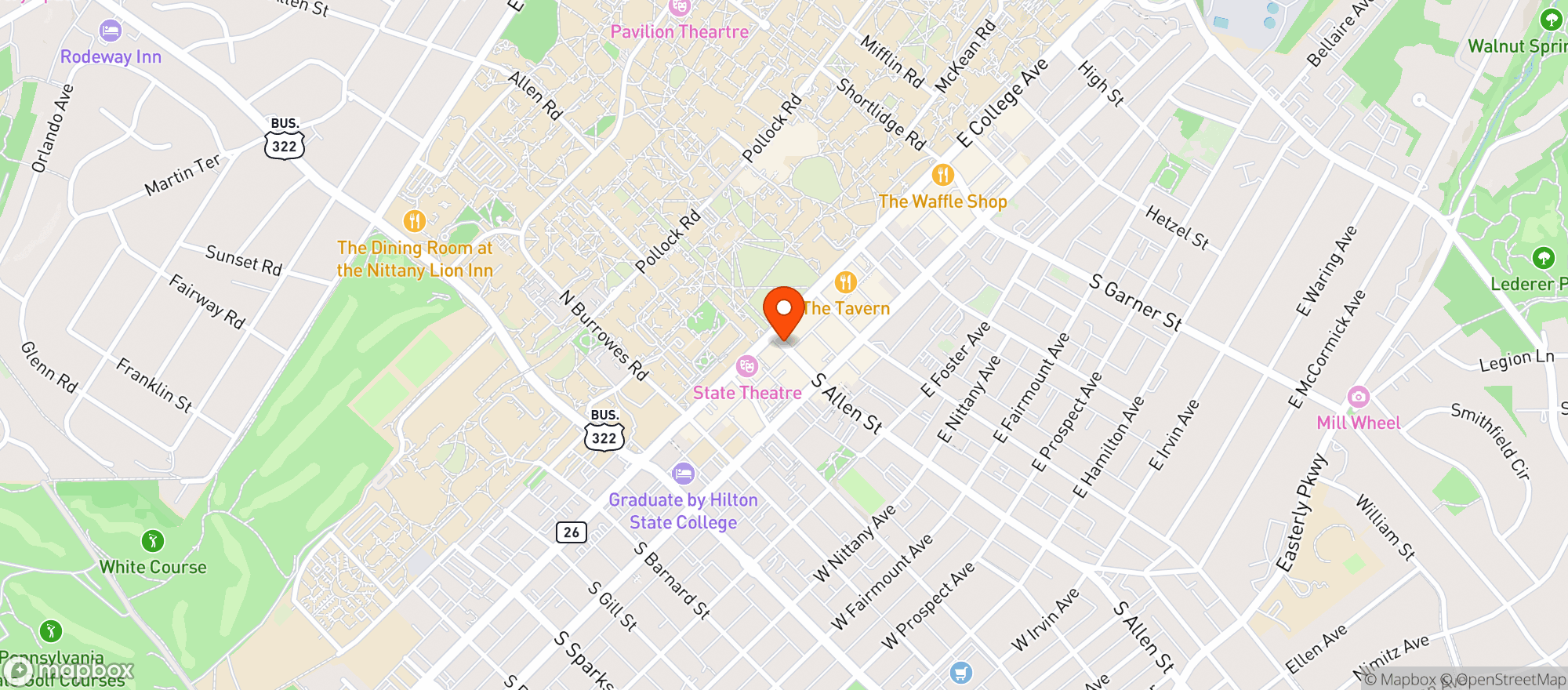 Map showing Bill Pickle's Tap Room