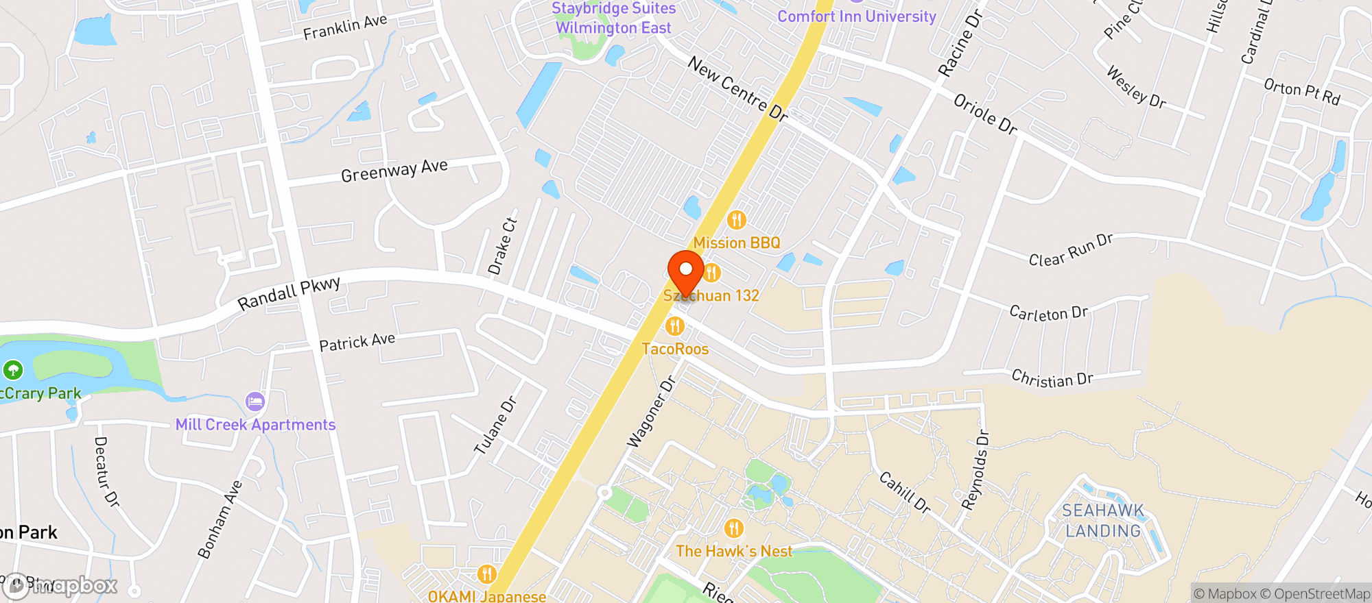 Map showing Gas Center #10 - 425 S College Rd