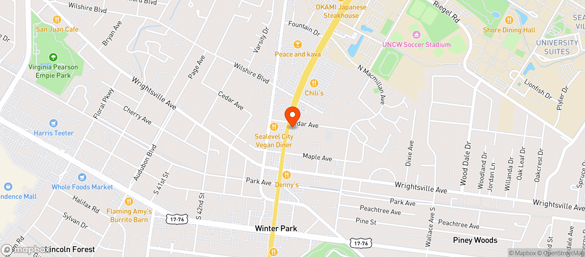Map showing Campus Mart