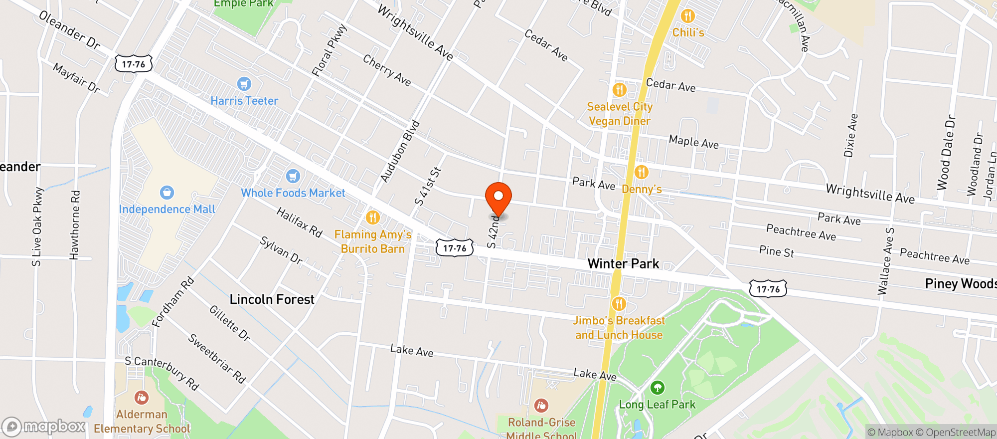 Map showing 42nd Street Tavern