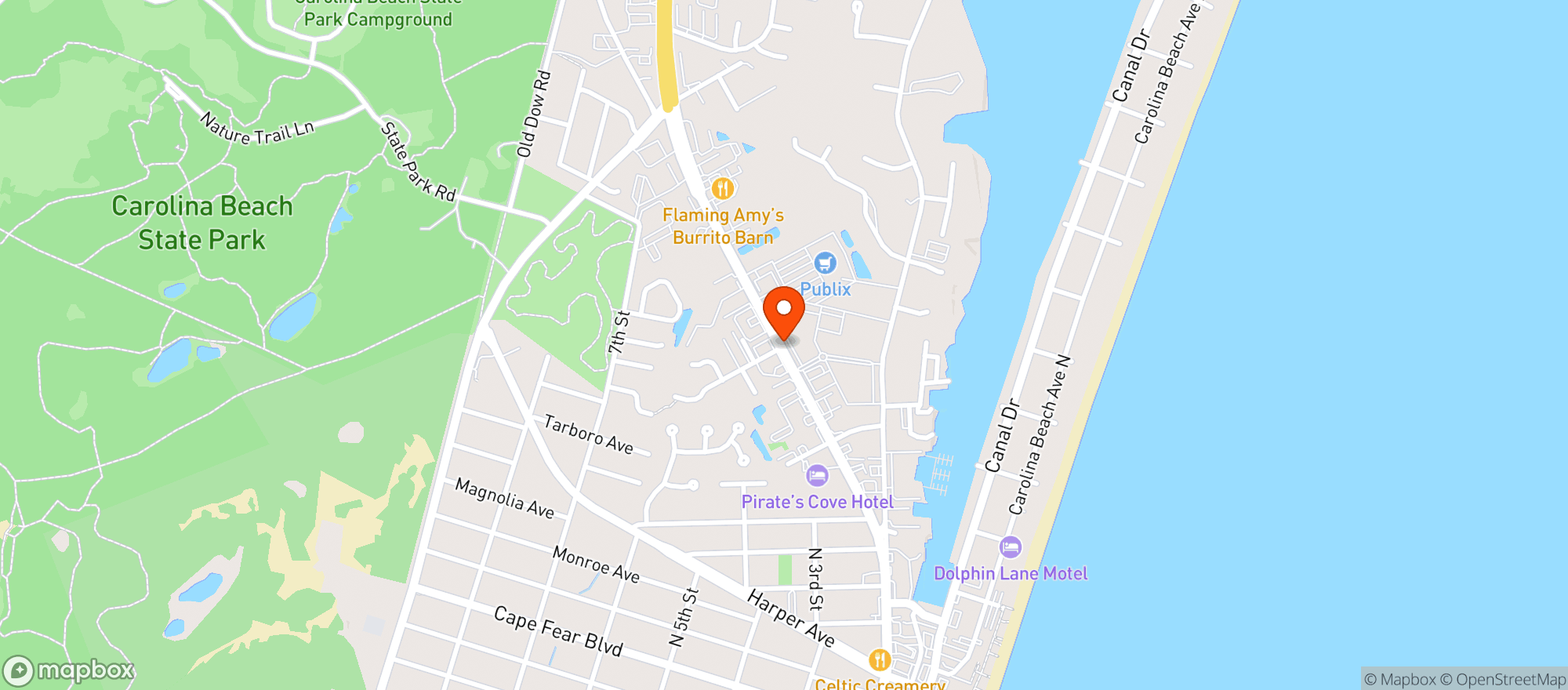Map showing The Spot