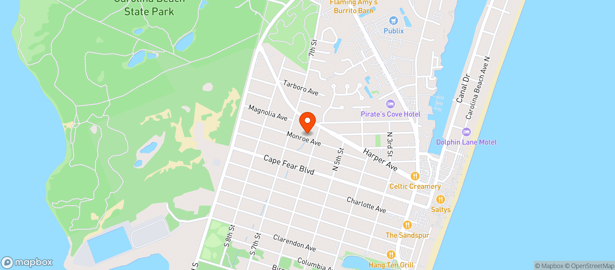 Map showing Malama Cafe