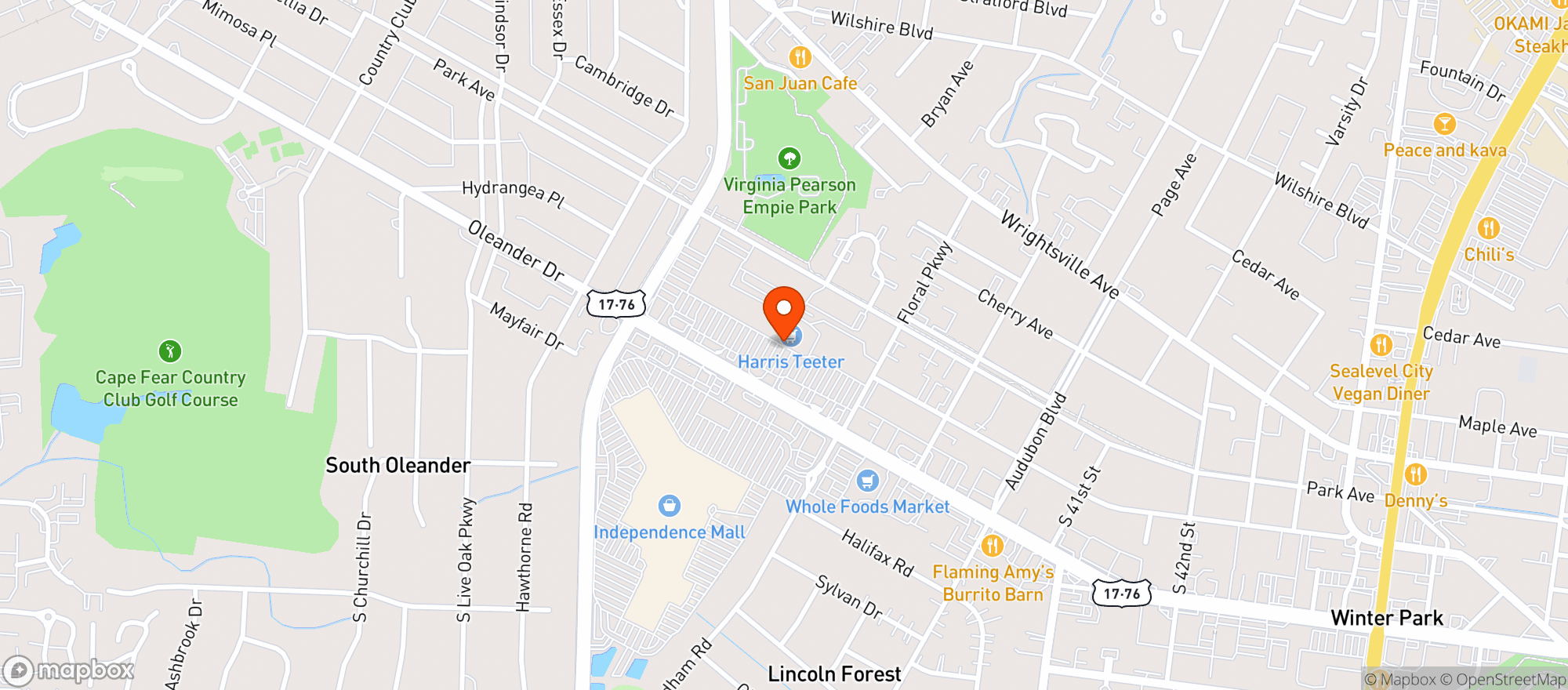 Map showing Harris Teeter