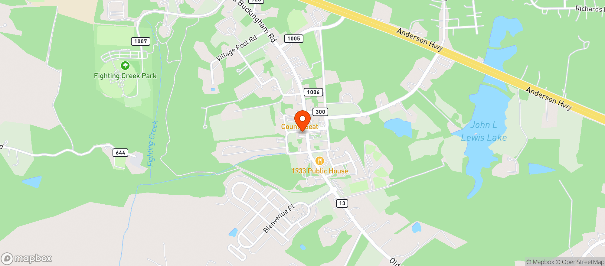 Map showing Maxey's Store