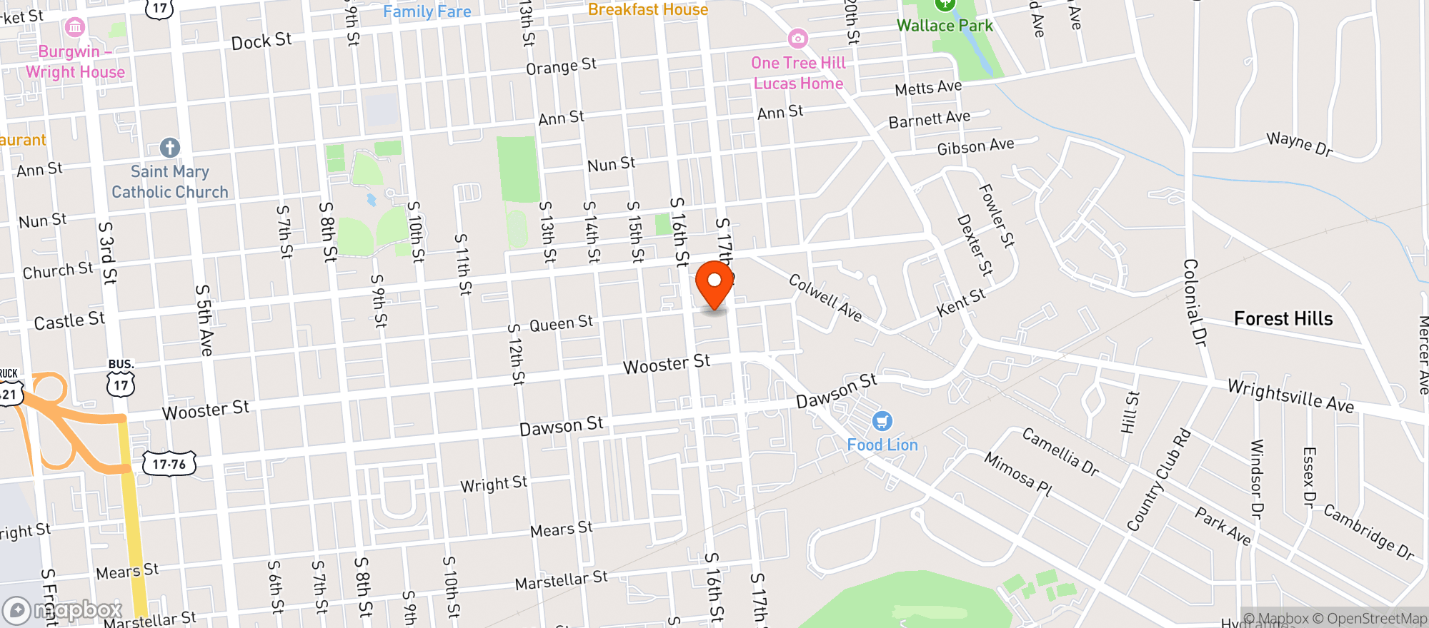 Map showing The Starling A Whiskey & Wine Bar