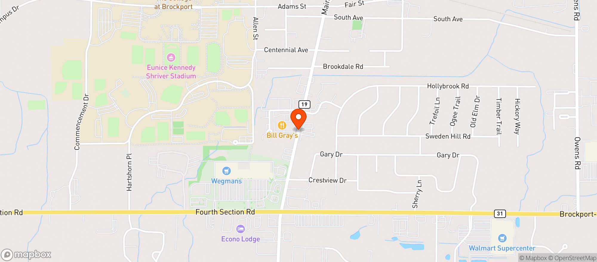 Map showing Bill Gray's Tap Room - Brockport