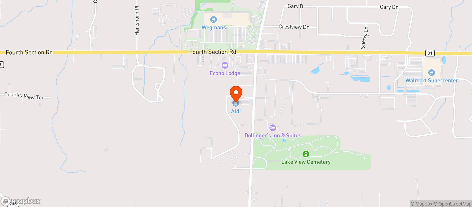 Map showing Aldi #88