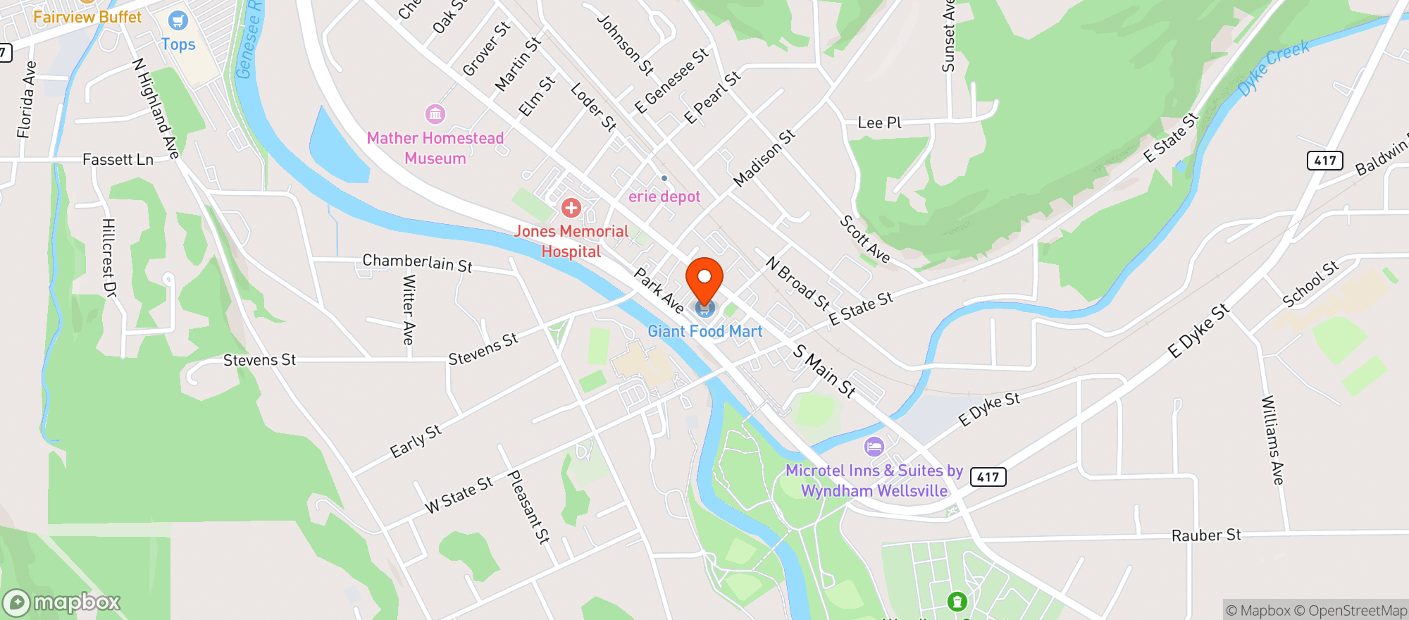 Map showing Giant Food Mart