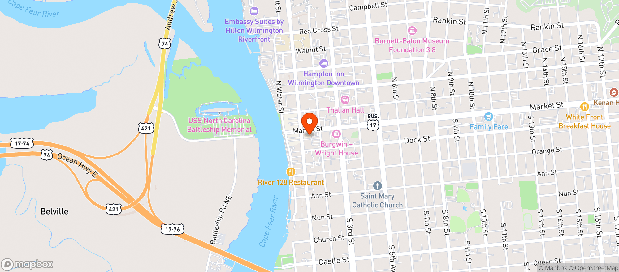 Map showing Seabird Restaurant