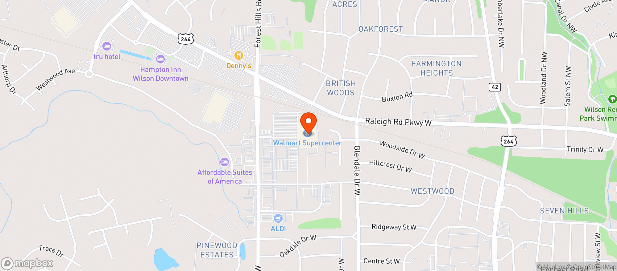 Map showing WALMART SUPERCENTER