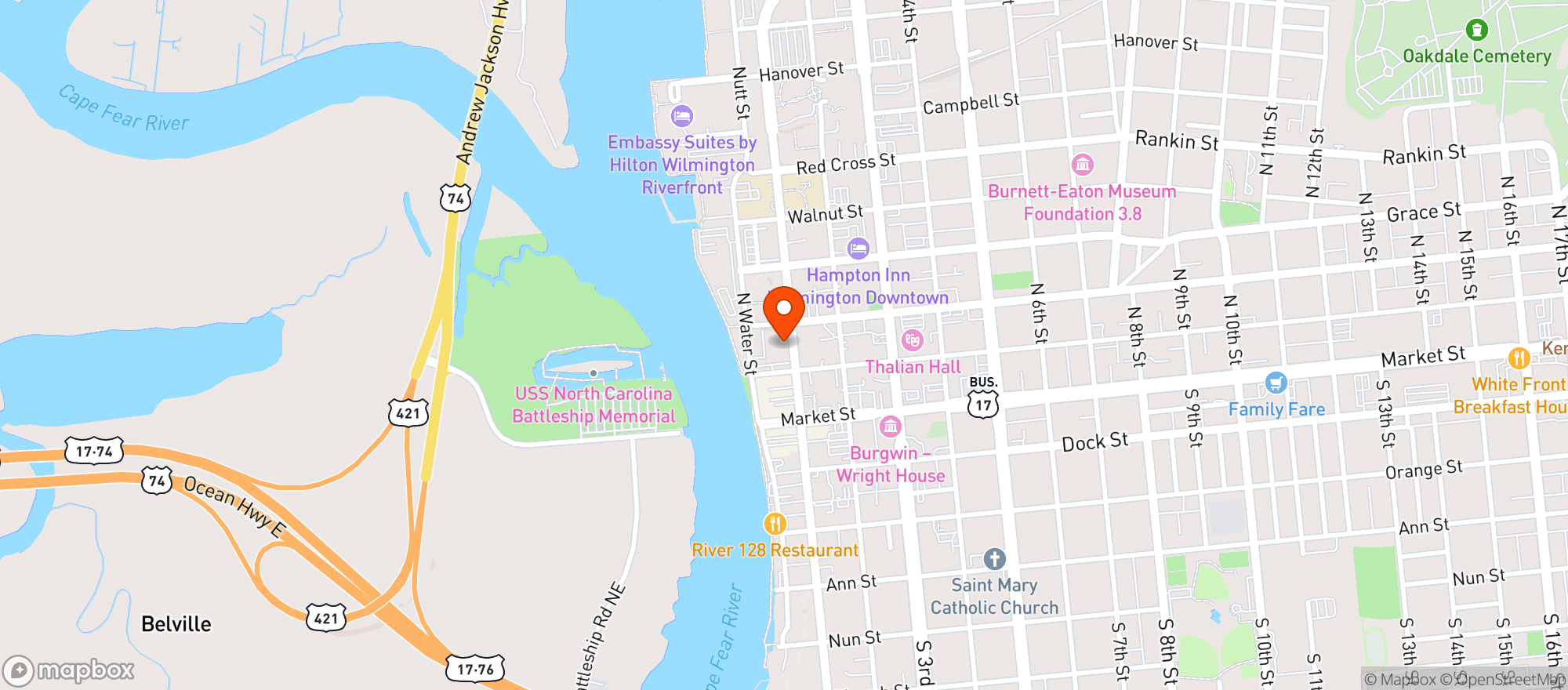 Map showing Cape Fear Wine & Beer