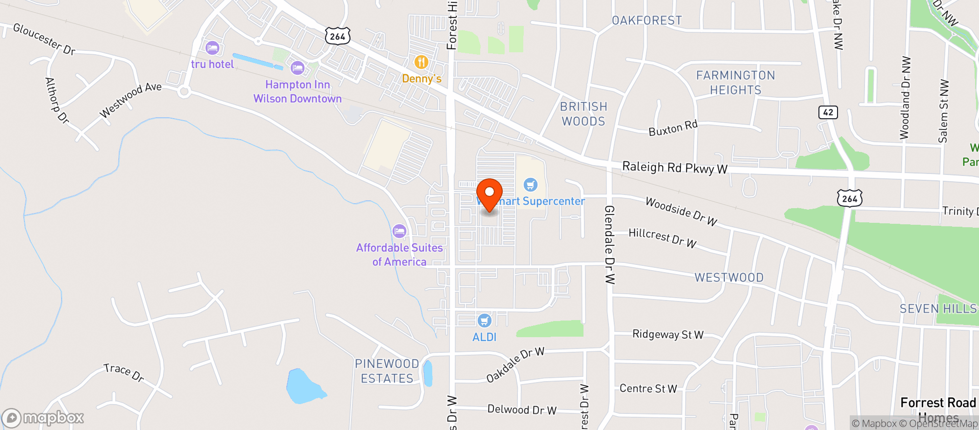 Map showing Walmart Supercenter #1664