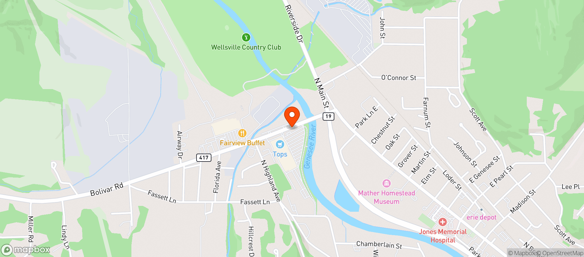 Map showing Short's Deli (bolivar Rd)