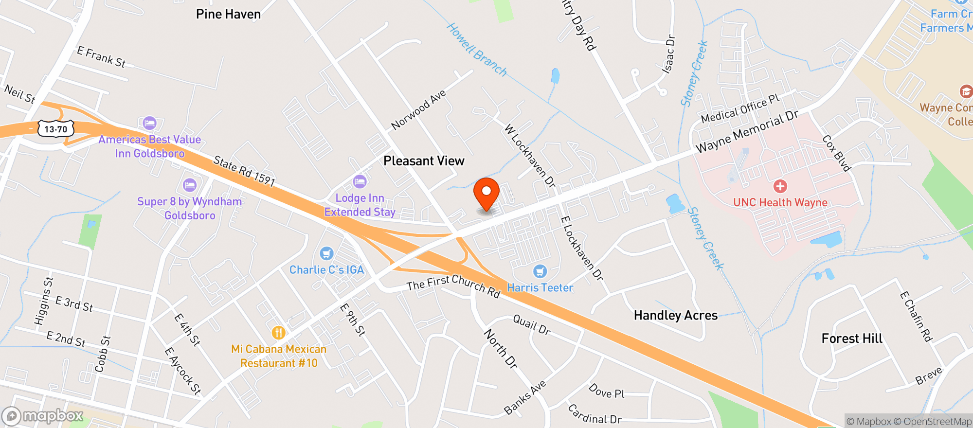 Map showing Circle K #2720926 - Wayne Memorial