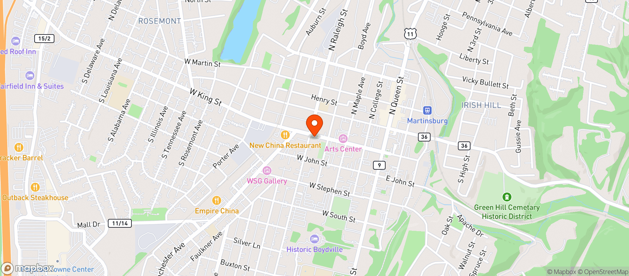 Map showing The Garage On King