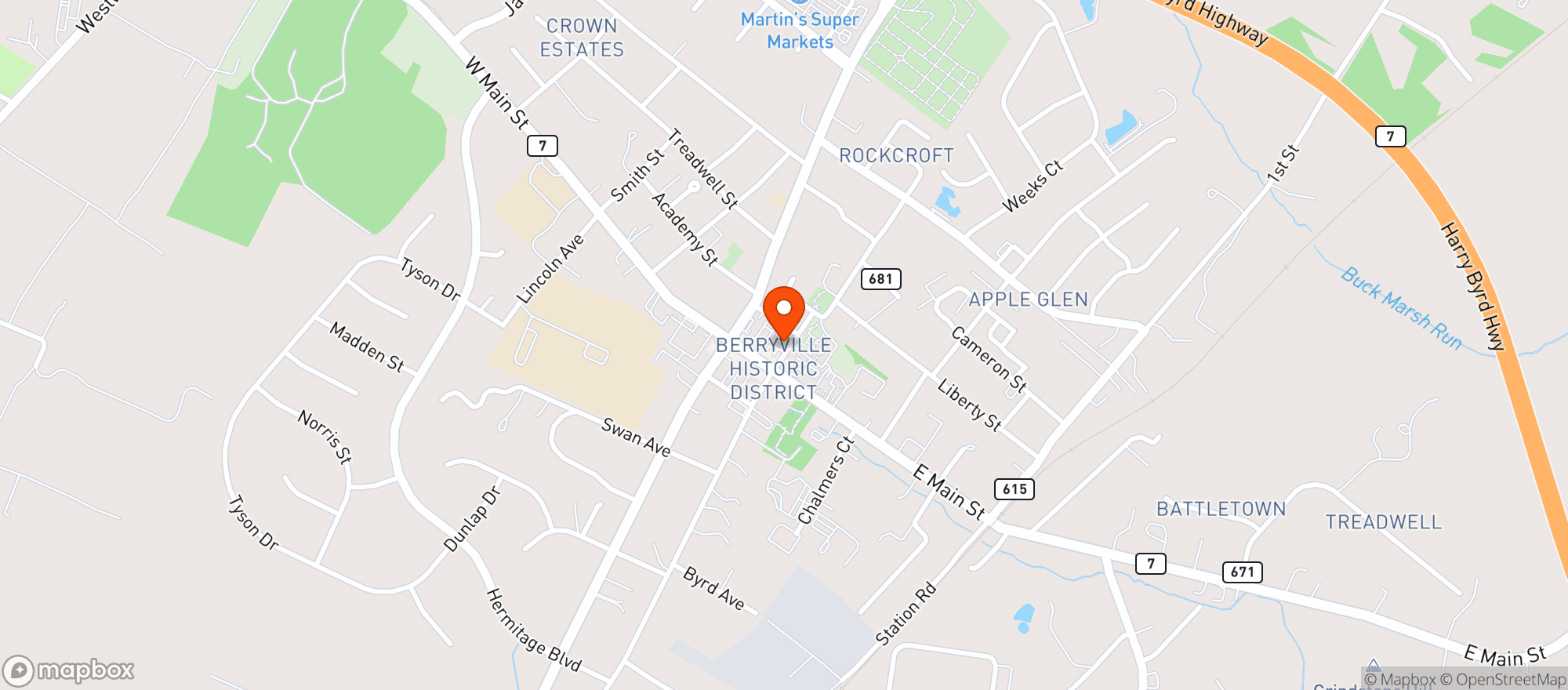 Map showing Homespun Shakes & Burgers