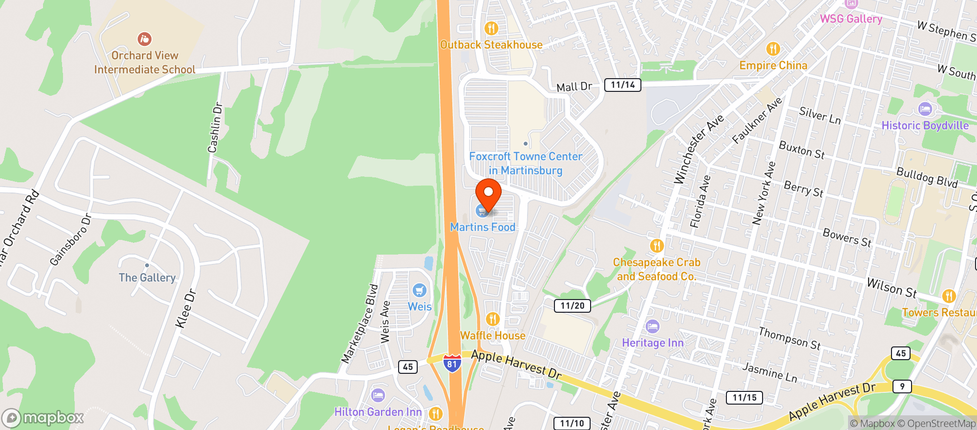 Map showing Martin's Food Market