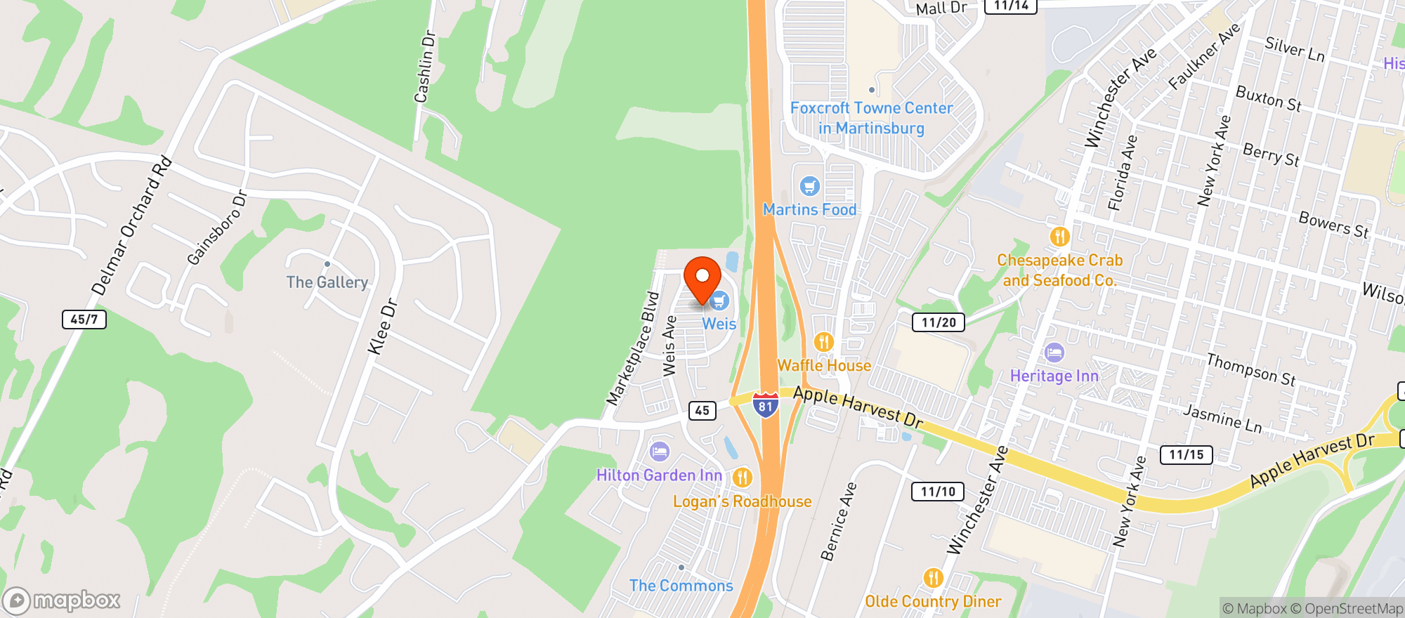 Map showing WEIS MARKET