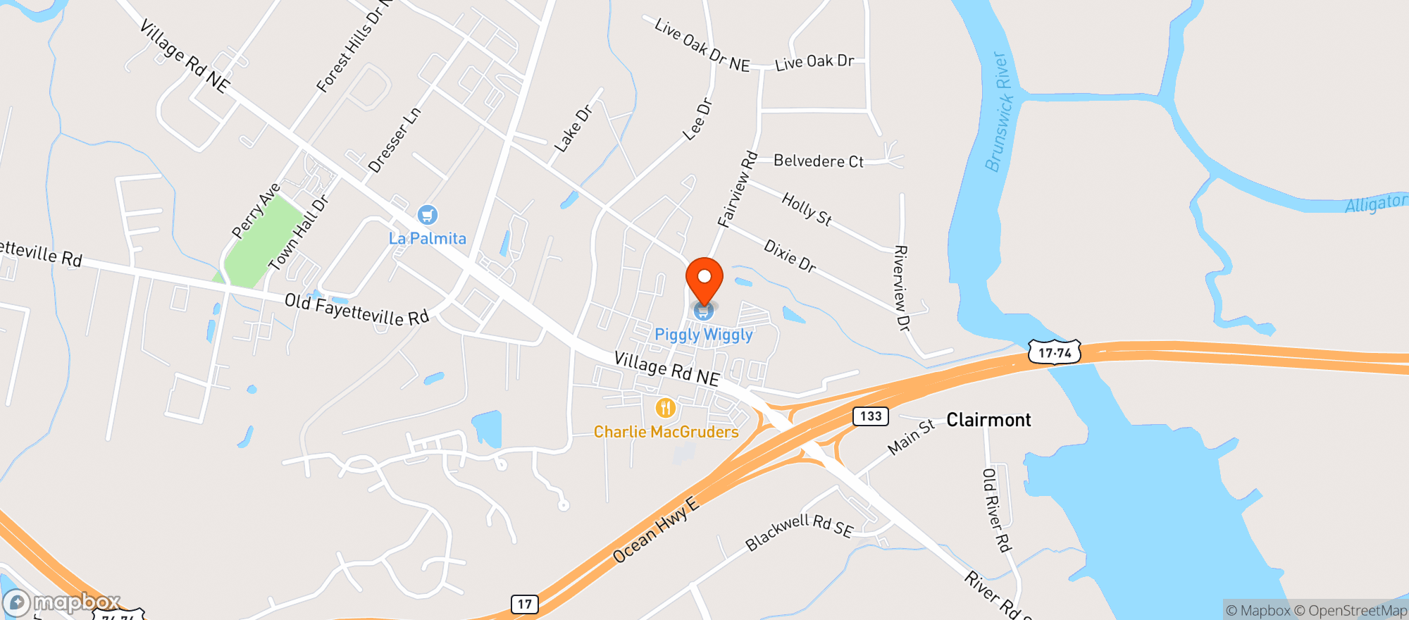 Map showing Piggly Wiggly #92