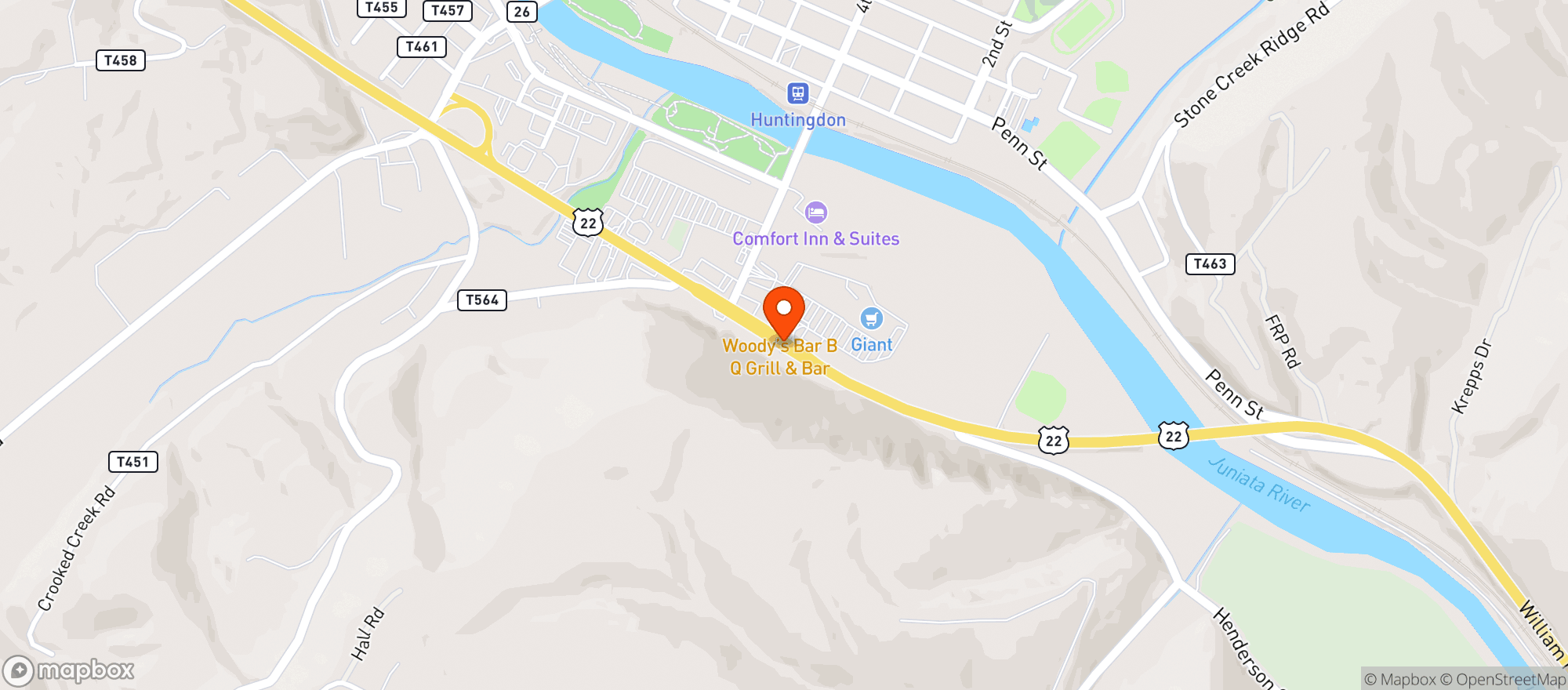 Map showing Raystown Beverage