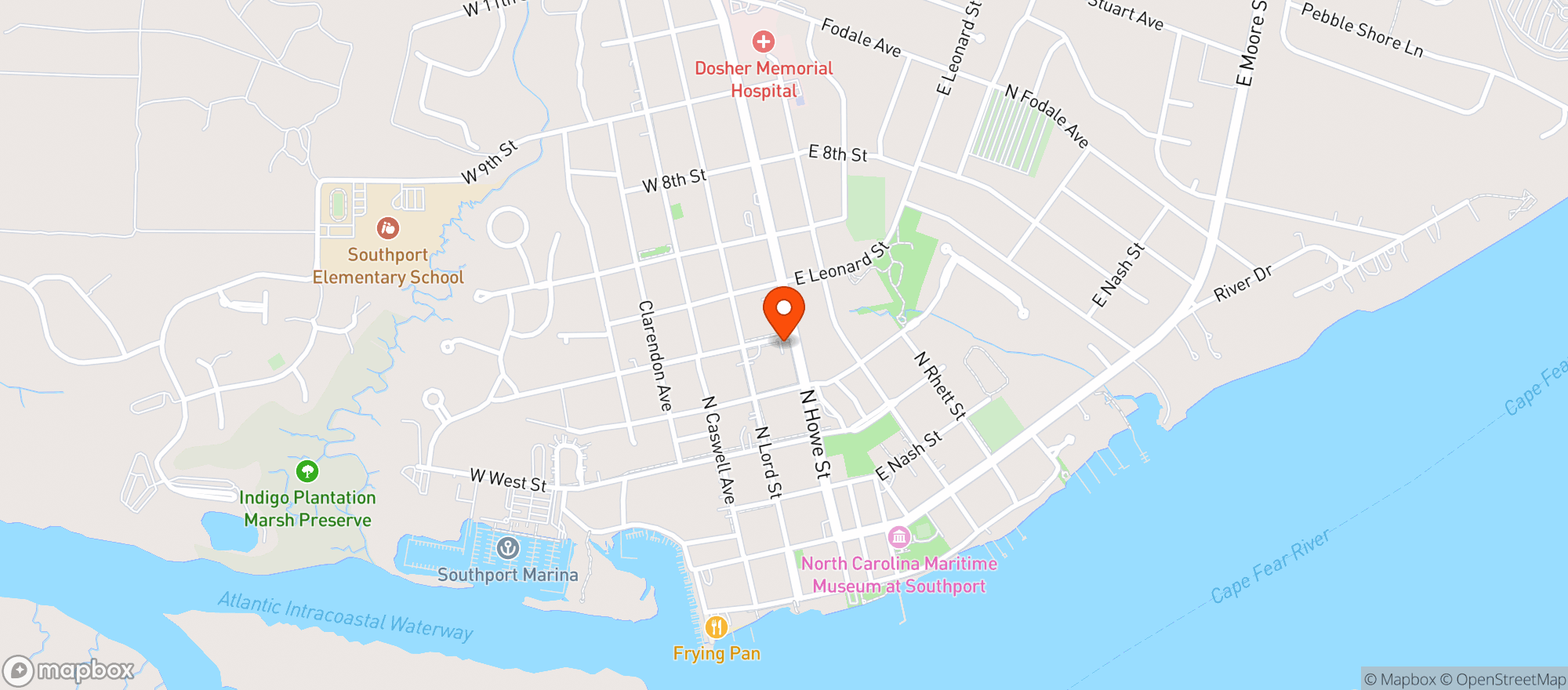Map showing Southport Cheese Shoppe