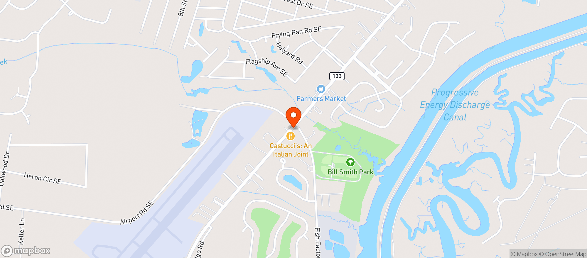 Map showing Fish Factory Restaurant & Bar