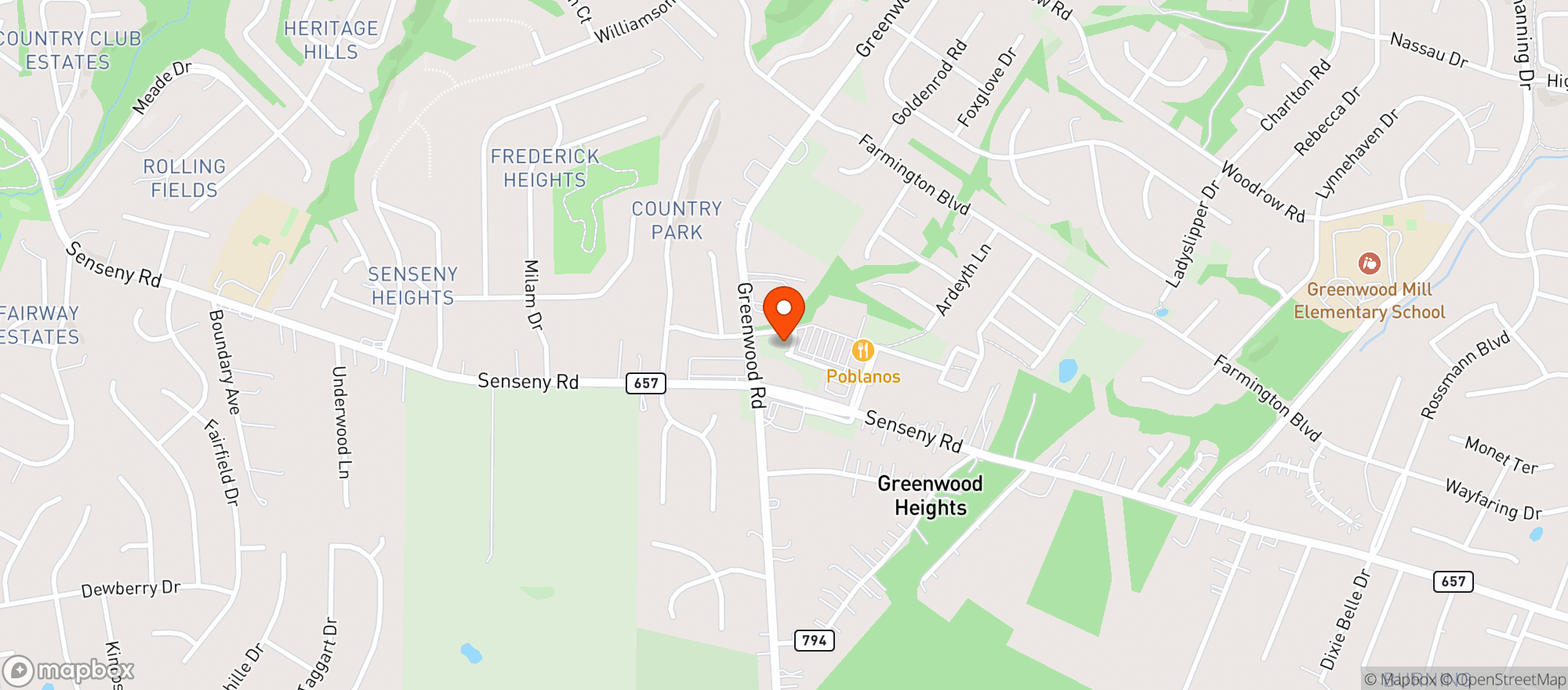 Map showing Poblanos Mexican Grill