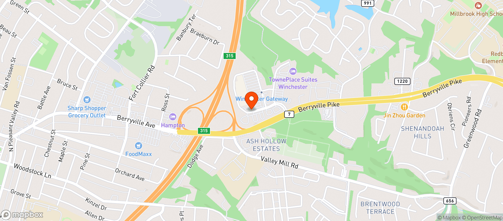 Map showing Redbowl Sushi