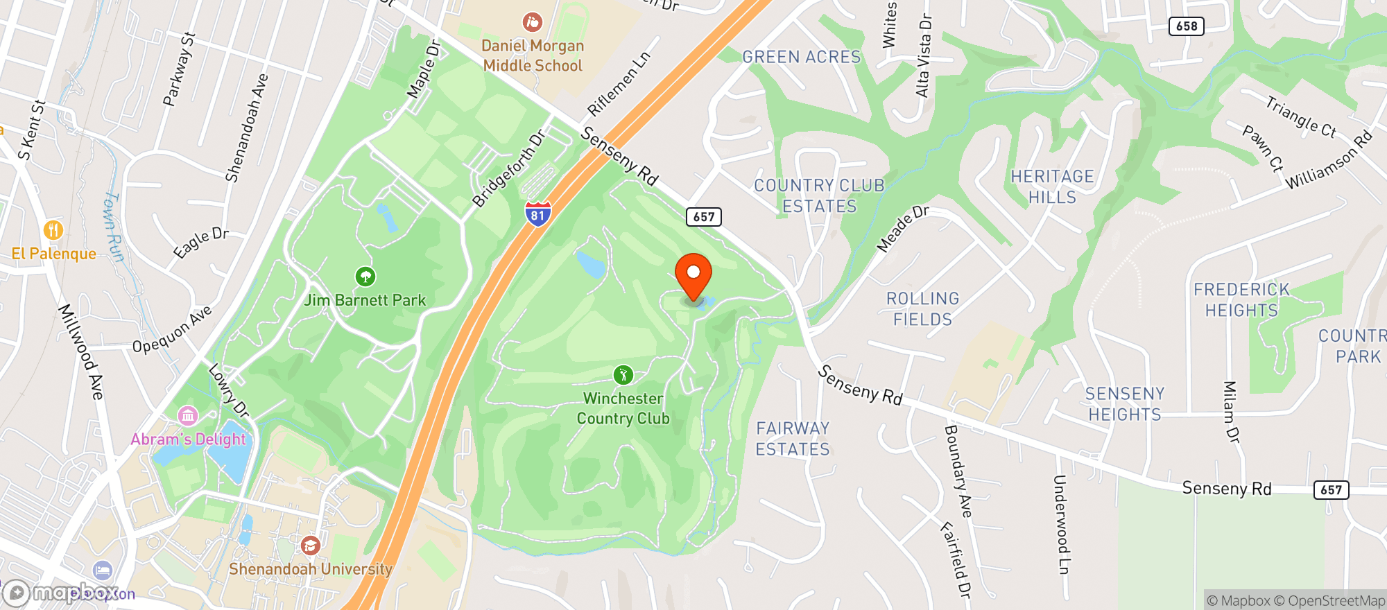 Map showing Winchester Country Club